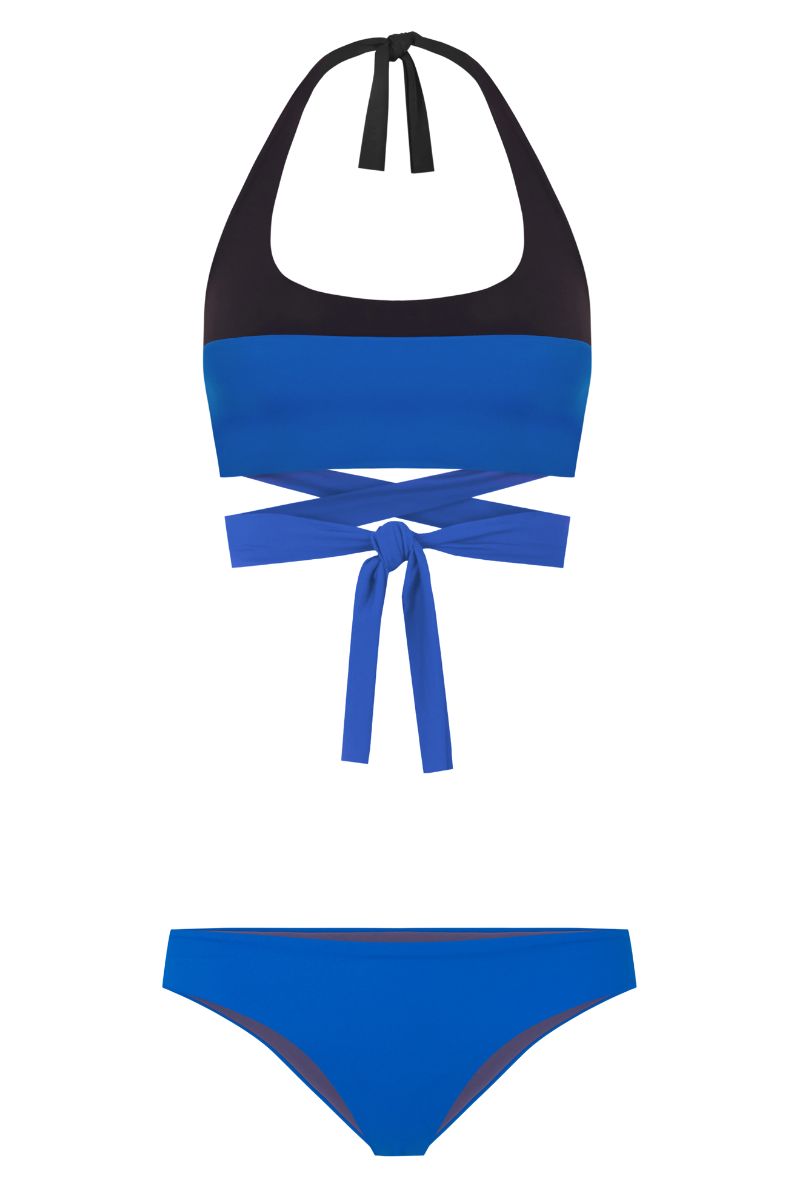 Two-Way Bikini Top PUZZLE MAREA, Biosphere Blue & Midnight Black | SURO
