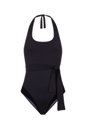 Crossover Swimsuit PUZZLE CAVIAR, Midnight Black | SURO