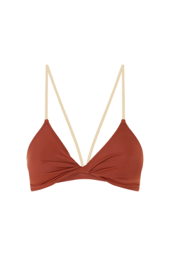 Unlined Bikini Top TWISTER, Caramel & Vanilla | SURO